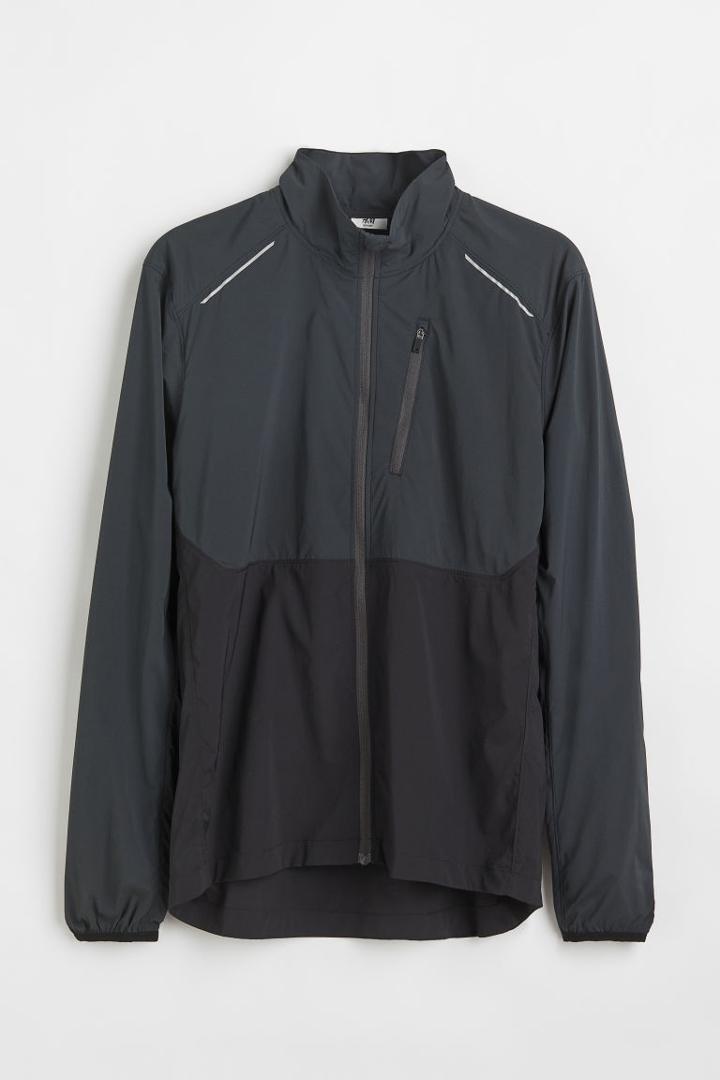 H & M - Regular Fit Water-repellent Running Jacket - Black
