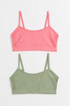 H & M - 2-pack Seamless Jersey Tops - Green