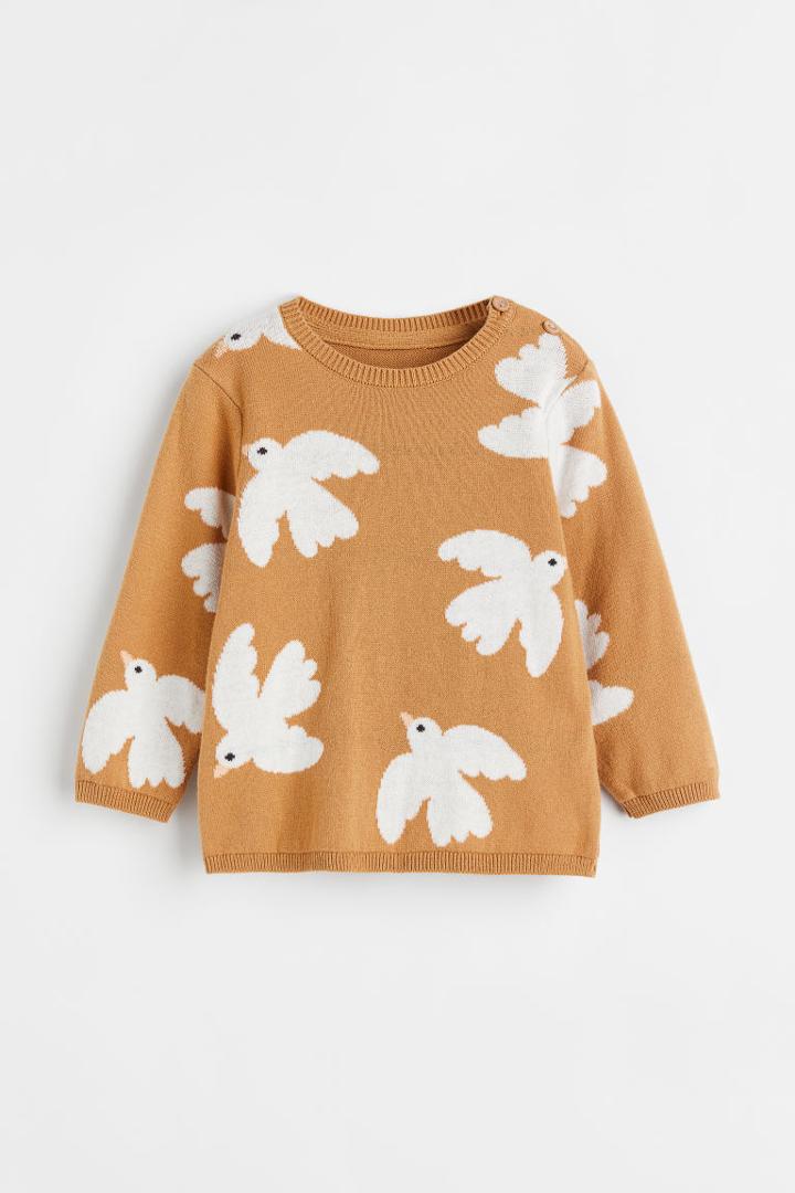 H & M - Fine-knit Cotton Sweater - Yellow