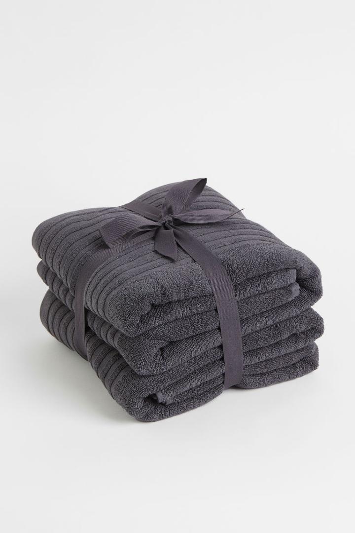 H & M - 2-pack Cotton Bath Sheets - Gray
