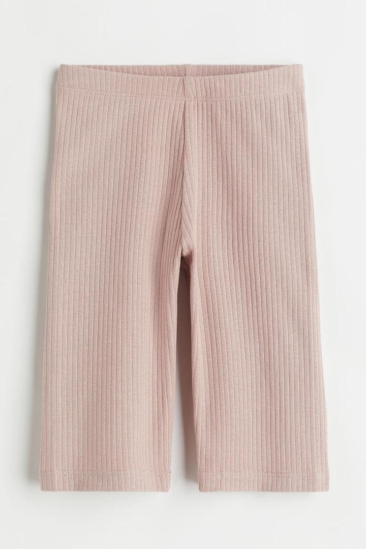 H & M - Ribbed Leggings - Pink