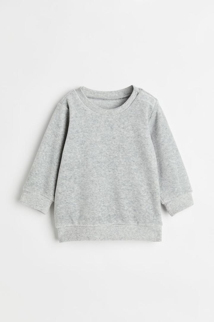 H & M - Velour Sweatshirt - Gray