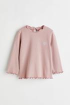 H & M - Waffled Jersey Top - Pink