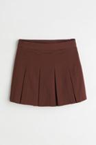 H & M - Short Twill Skirt - Brown