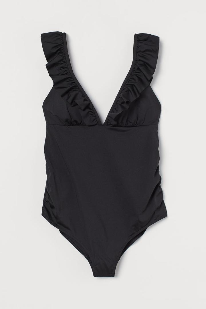 H & M - Mama Flounce-trimmed Swimsuit - Black