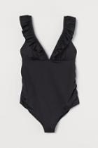 H & M - Mama Flounce-trimmed Swimsuit - Black