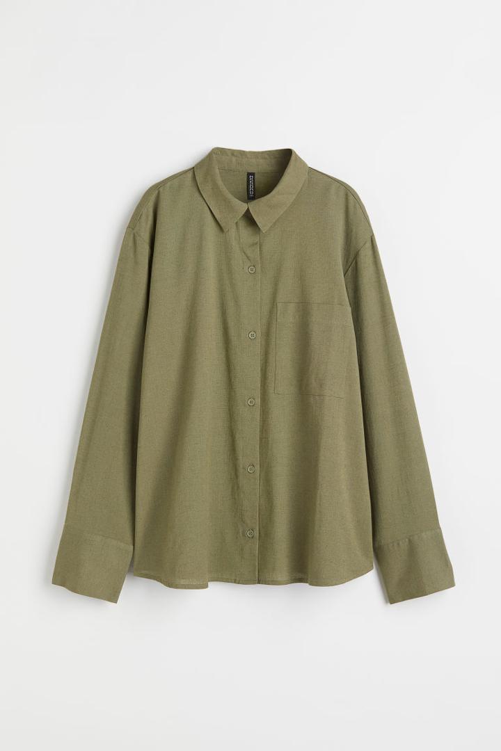 H & M - Linen-blend Shirt - Green