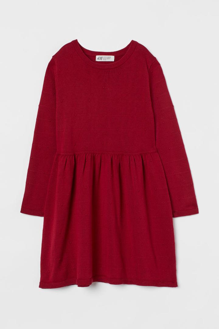 H & M - Textured-knit Dress - Red