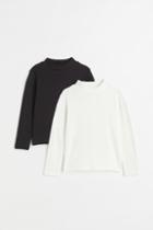 H & M - 2-pack Turtleneck Tops - Black