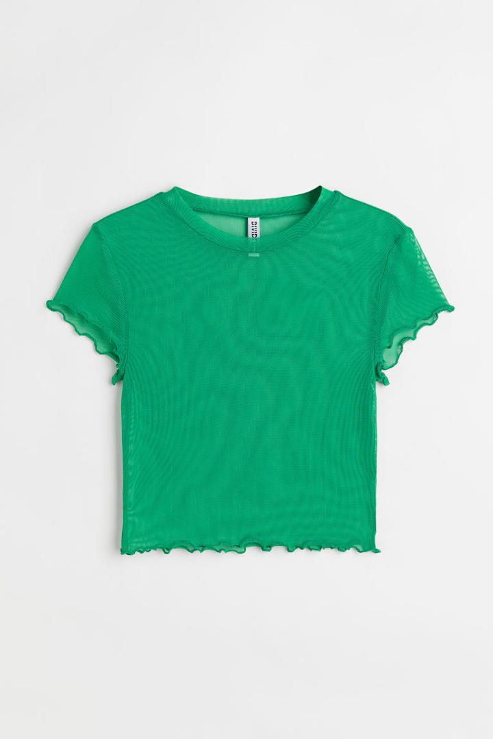 H & M - Mesh Crop Top - Green
