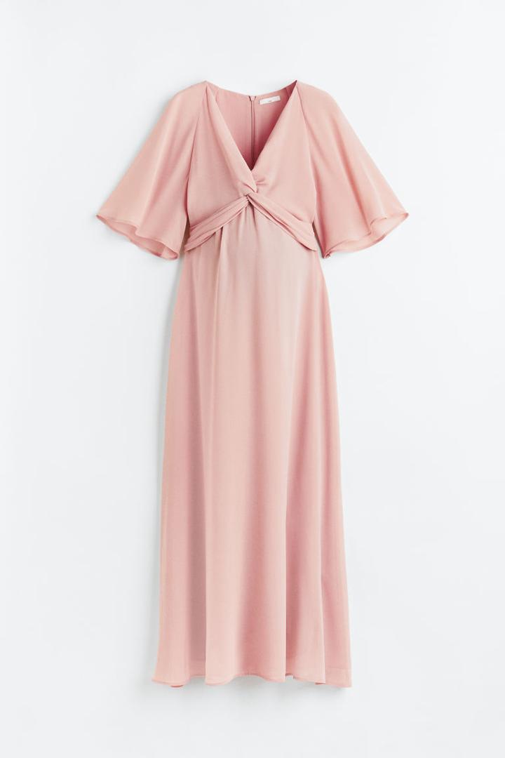 H & M - Mama Knot-detail Chiffon Dress - Orange