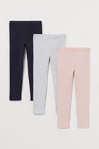 H & M - 3-pack Jersey Leggings - Pink