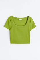 H & M - Ribbed Cotton Top - Green