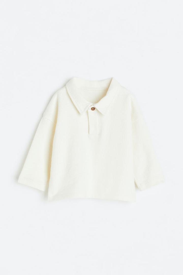 H & M - Cotton Rugby Shirt - White