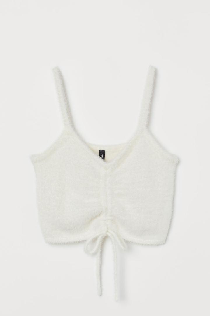 H & M - Brushed Crop Top - White