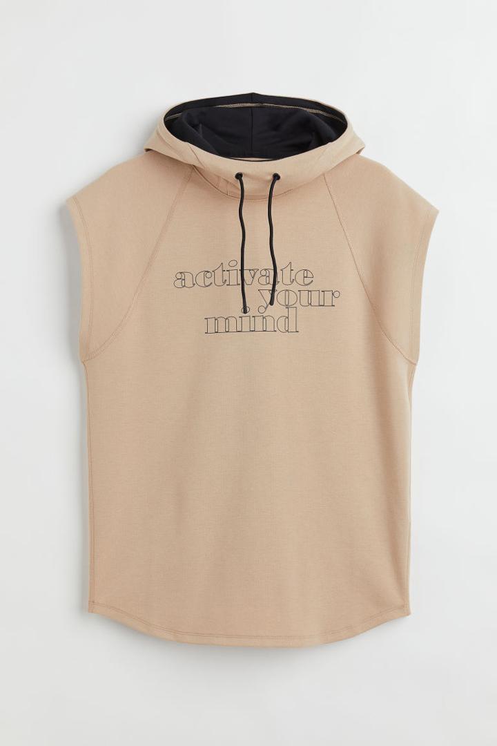 H & M - Relaxed Fit Fast-drying Sports Shirt - Beige