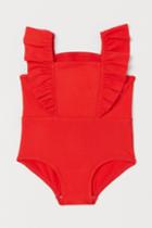 H & M - Flounce-trimmed Swimsuit - Red