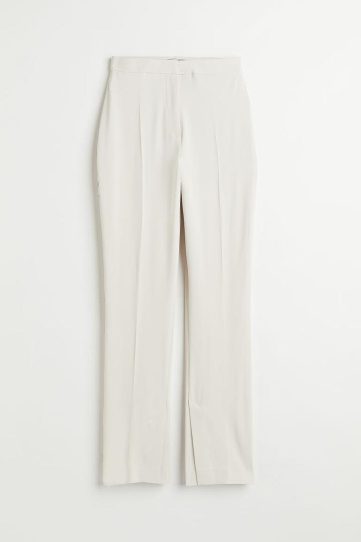 H & M - Slit-hem Pants - Beige
