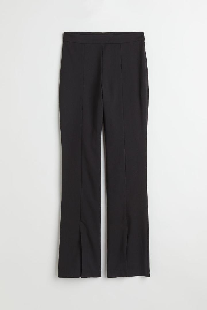 H & M - Slit-hem Flared Pants - Black