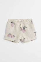 H & M - Patterned Linen Shorts - Purple