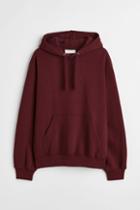 H & M - Oversized Fit Cotton Hoodie - Red