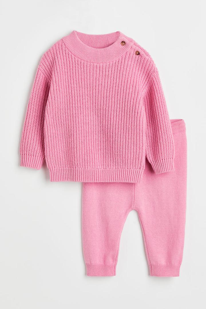 H & M - 2-piece Knit Set - Pink