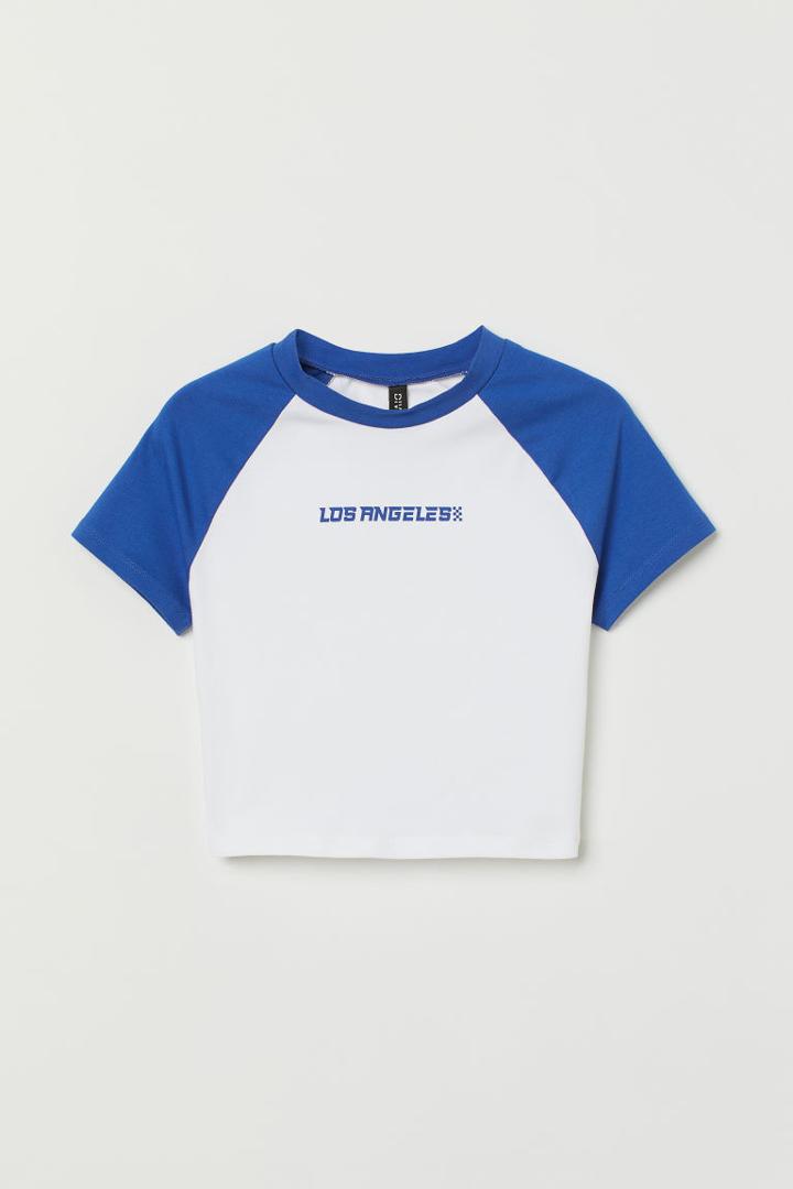 H & M - Jersey Crop Top - White