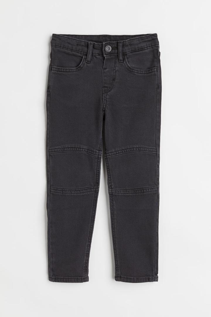 H & M - Slim Fit Jeans With Reinforced Knees - Black
