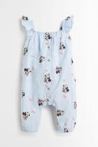 H & M - Short-sleeved Printed Romper - Blue