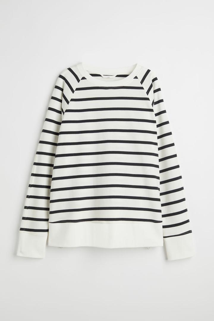 H & M - Mama Zip-detail Sweatshirt - White