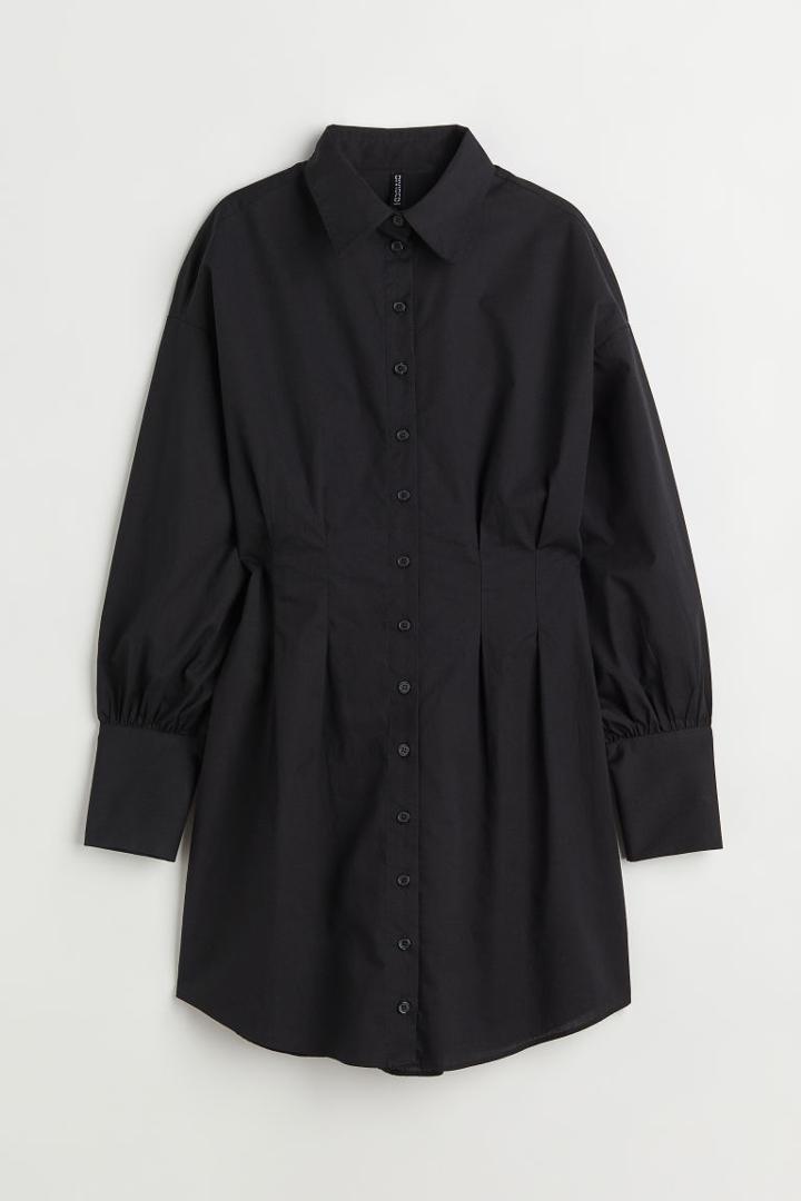 H & M - Back-laced Shirt Dress - Black