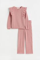 H & M - 2-piece Glittery Knit Set - Pink