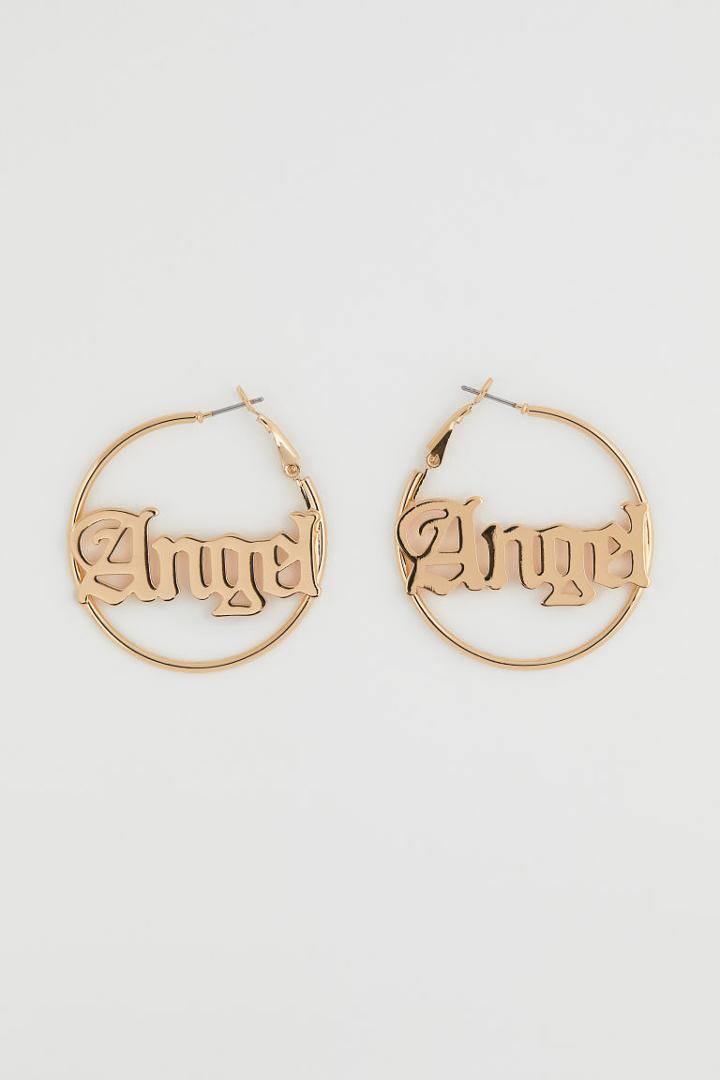 H & M - Text-motif Earrings - Gold