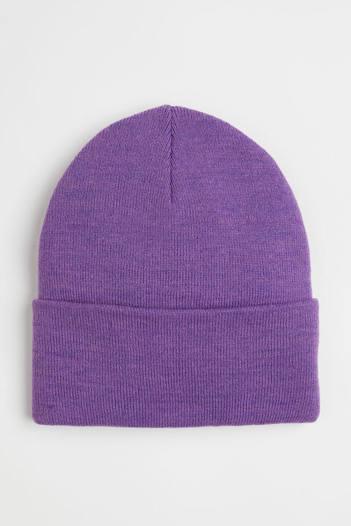 H & M - Fine-knit Hat - Purple