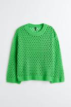H & M - H & M+ Hole-knit Sweater - Green