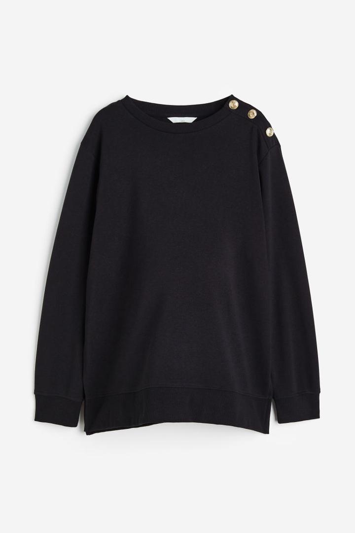 H & M - Mama Button-detail Sweatshirt - Black