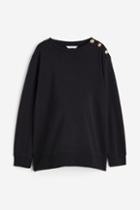 H & M - Mama Button-detail Sweatshirt - Black