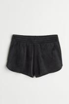 H & M - Velour Shorts - Black