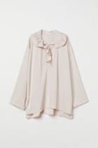 H & M - Ruffle-collared Blouse - Beige