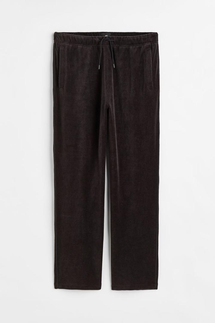 H & M - Relaxed Fit Velour Joggers - Black