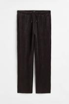 H & M - Relaxed Fit Velour Joggers - Black