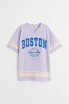 H & M - Oversized Cotton T-shirt - Purple