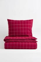 H & M - Flannel Twin Duvet Cover Set - Red