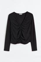 H & M - H & M+ Short Gathered Top - Black