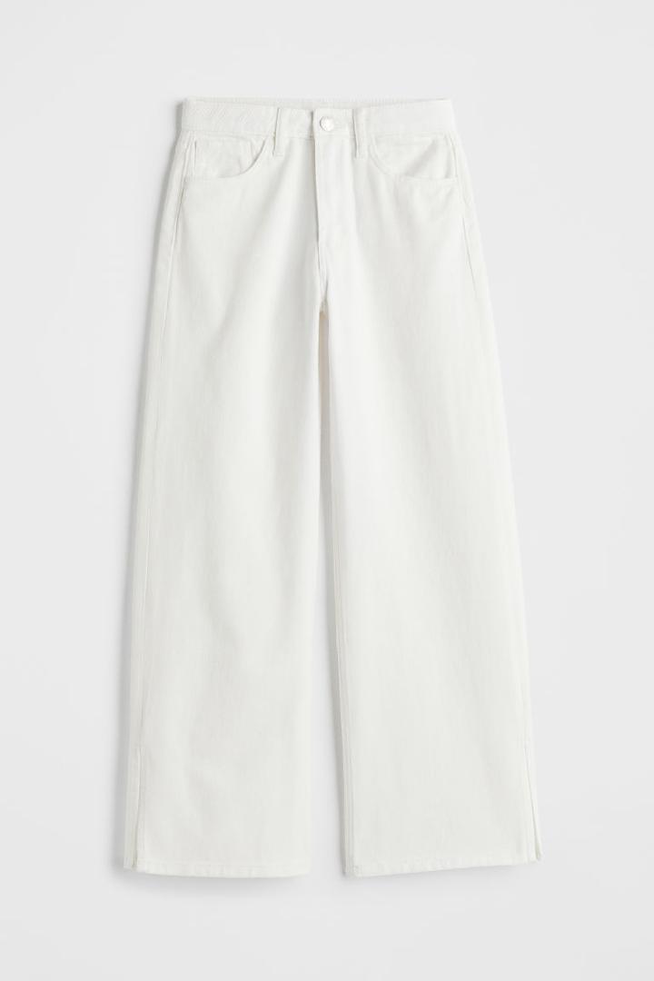 H & M - Wide High Twill Pants - White