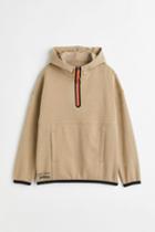 H & M - Half-zip Hoodie - Beige