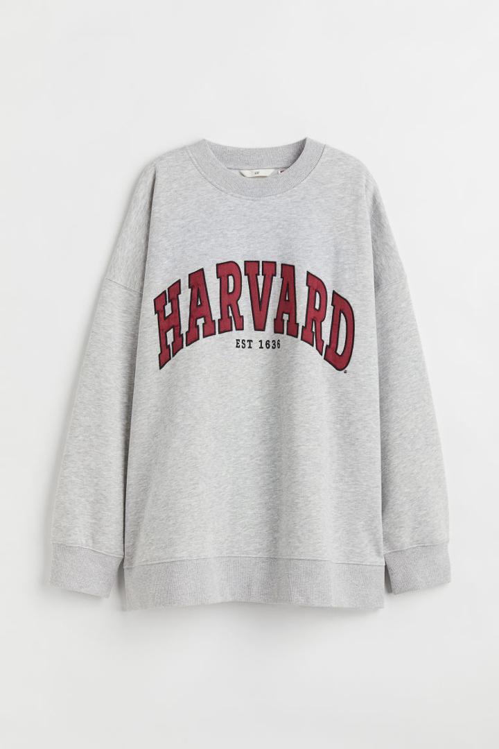H & M - Printed Sweatshirt - Gray