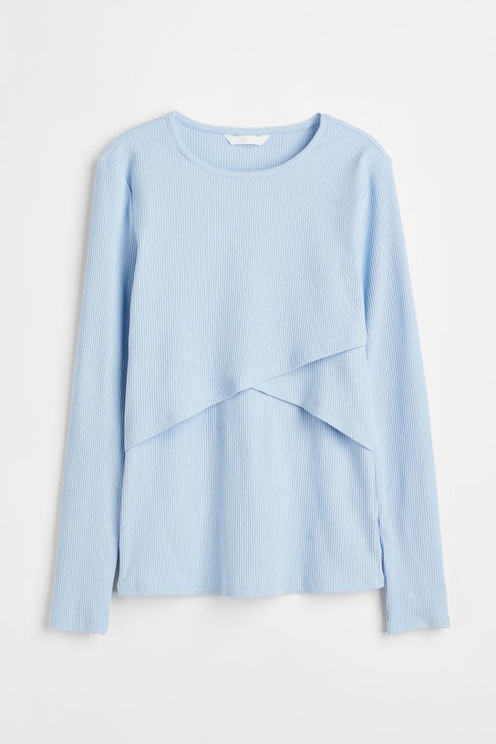 H & M - Mama Ribbed Nursing Top - Blue