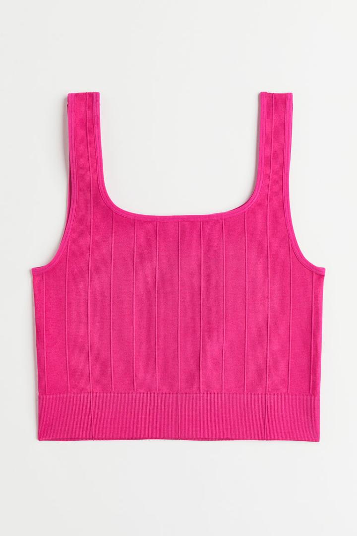 H & M - Seamless Sports Crop Top - Pink