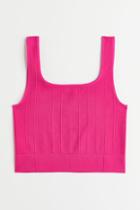 H & M - Seamless Sports Crop Top - Pink